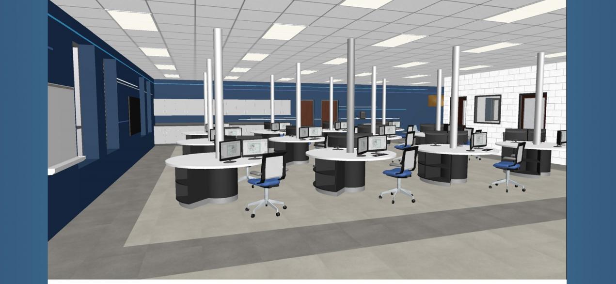 3D rendering of new Cybersecurity lab space