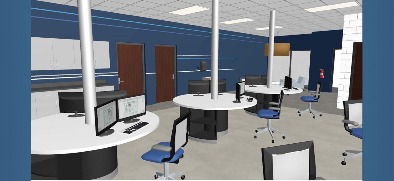 3D rendering of new Cybersecurity lab space