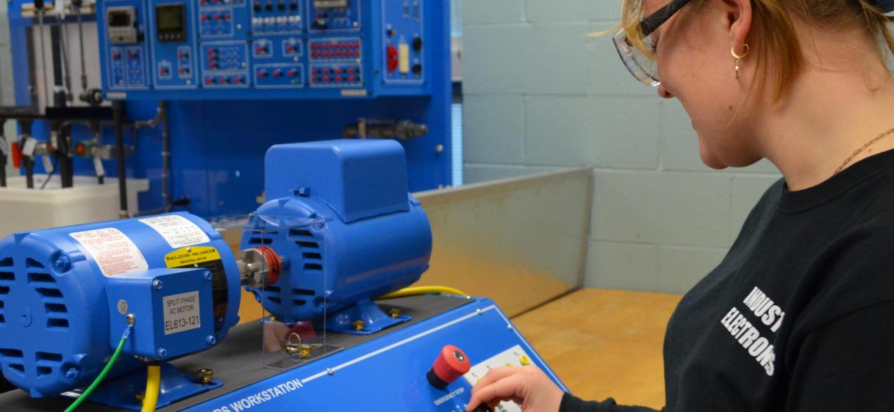 Image of student practicing on an electric motor