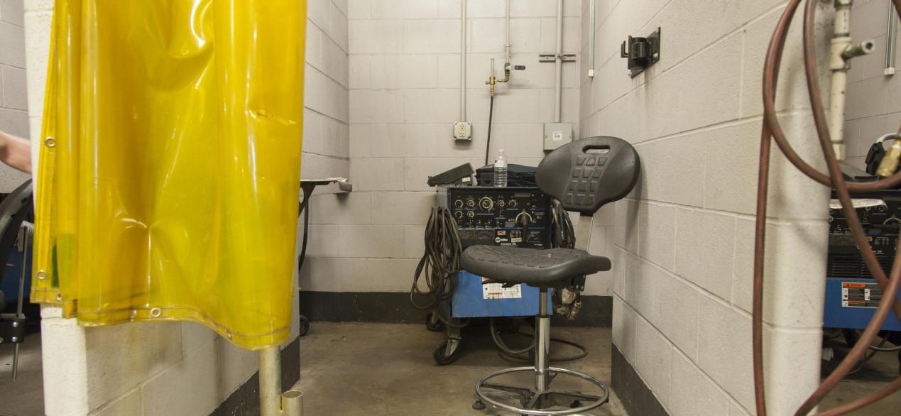 Image of welding booth in classroom